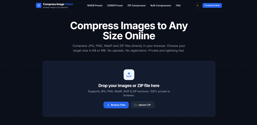 Compress Image Online - Web Utility / Performance